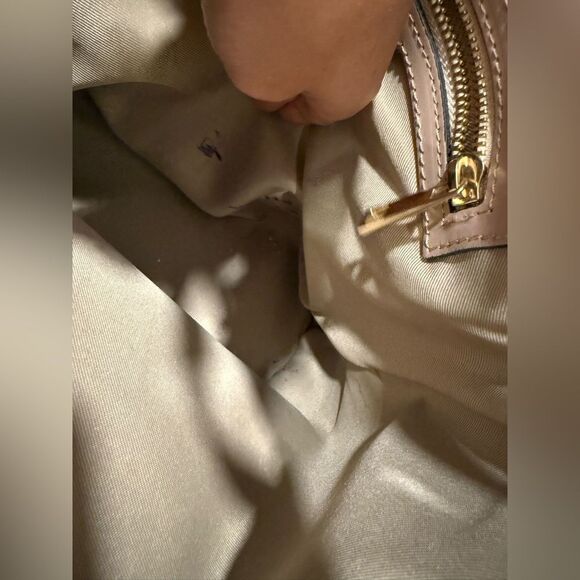 Camelia Roma Taupe Leather Bucket Bag Nude Red Interior - Picture 8 of 10